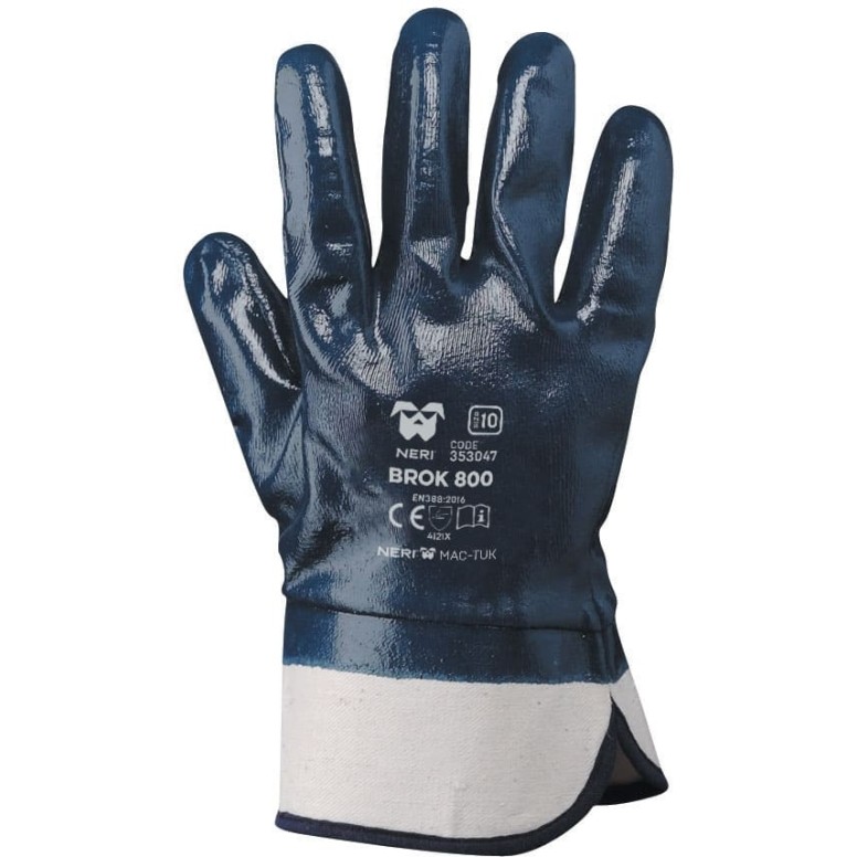 Guanti NBR con manichetta 7 cm. Dorso RICOPERTO BLU