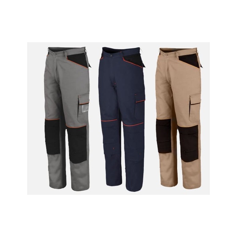 Pantaloni da lavoro leggeri antinfortunistica multitasche 100% cotone ISSA LINE 8930